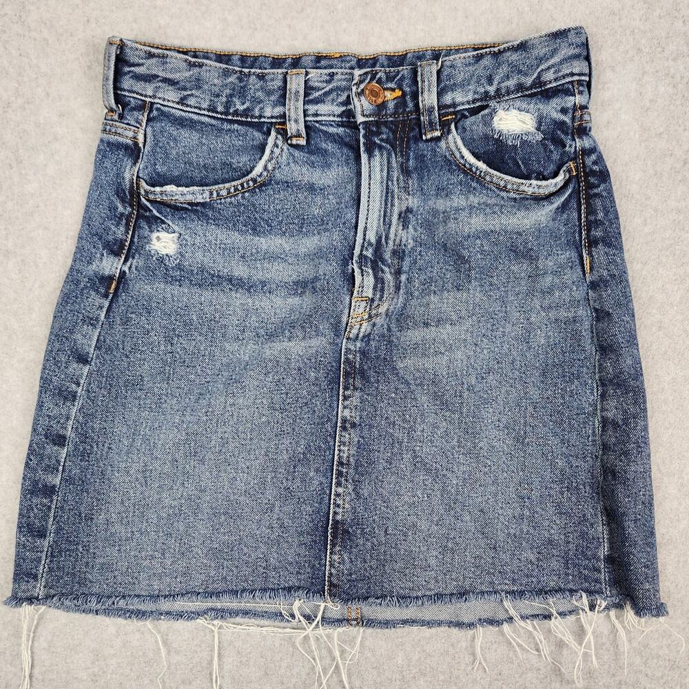 &denim Skirt Womens Size 4 Mini Distressed 27" Waist